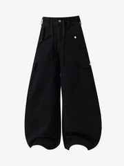 Curved-Hem Baggy Cargo Pants 