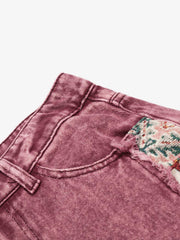 Boho Tapestry Patch Denim Jeans 