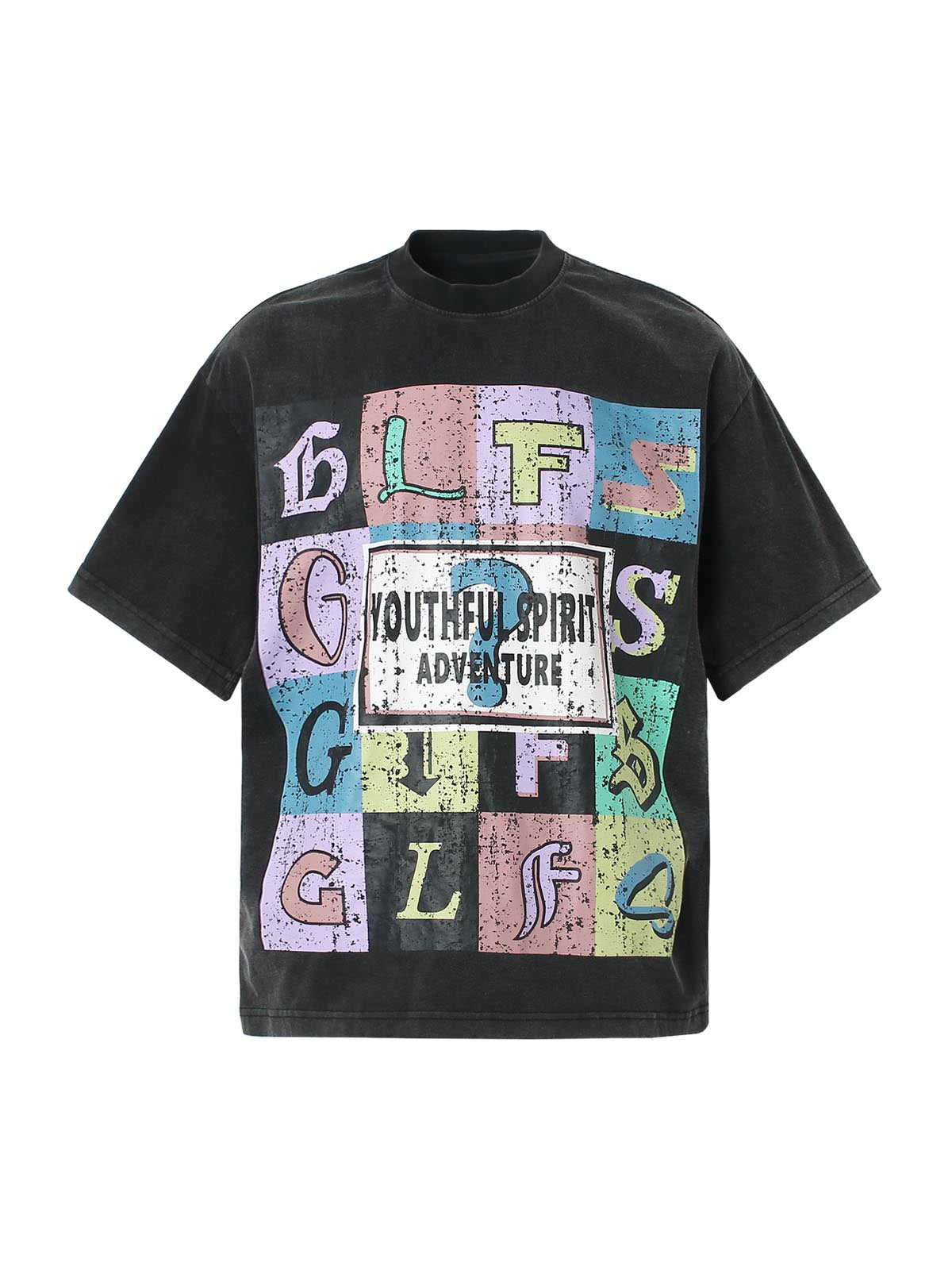 Letter Graphic Crew-Neck T-Shirt 