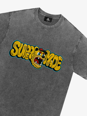 Street Graffiti Trendy Tiger Head Font T-Shirt 