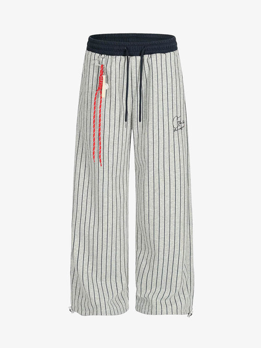 Striped Wide-Leg Lounge Pants with Adjustable Waistband 