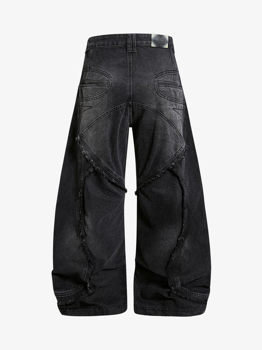 Distressed Black Denim Crop Jacket – Oversized Ripped Cotton Streetwear