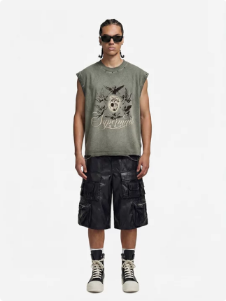 Vintage Washed Cherub Soccer Heart Graphic Sleeveless T-Shirt 