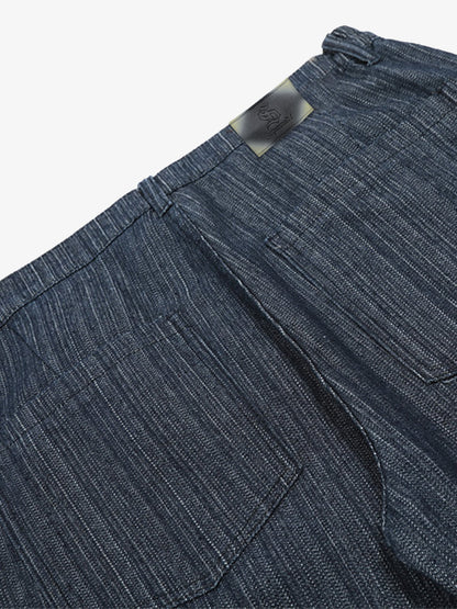Stylish Wide-Leg Denim Trousers with Pleated Design for Modern Fashionistas 