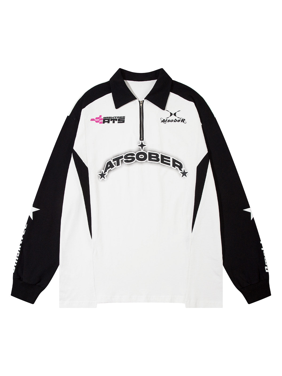 Thesupermade Star Contrast Color Long Sleeve Quarter Zipper Shirt 