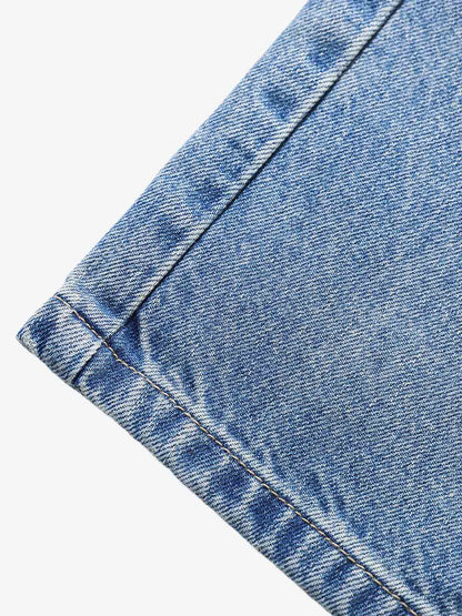 Belt Dislocation Creative Washed Jeans 