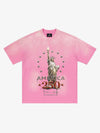 T-shirt délavé chromé à l'effigie de la Statue de la Liberté