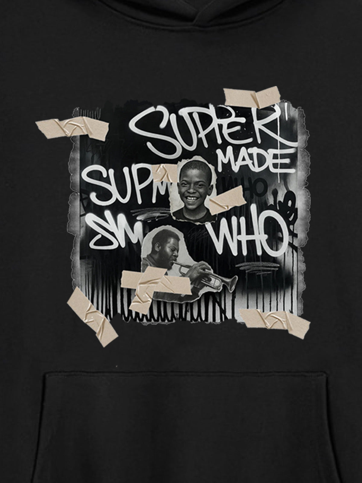 Street Collage Graffiti Font Character Hooded Sweatshirt 