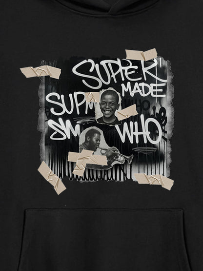 Street Collage Graffiti Font Character Hooded Sweatshirt 