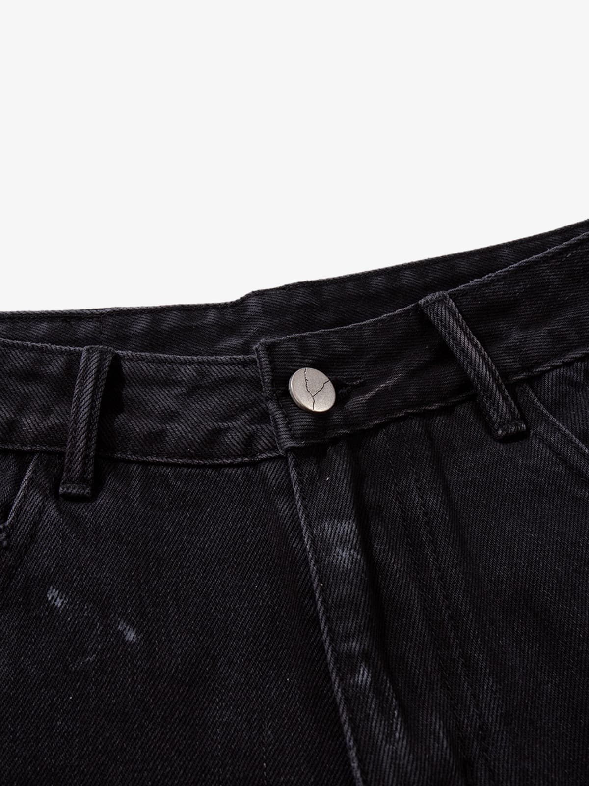 Retro Rhinestone Graffiti Washed Straight Jeans 