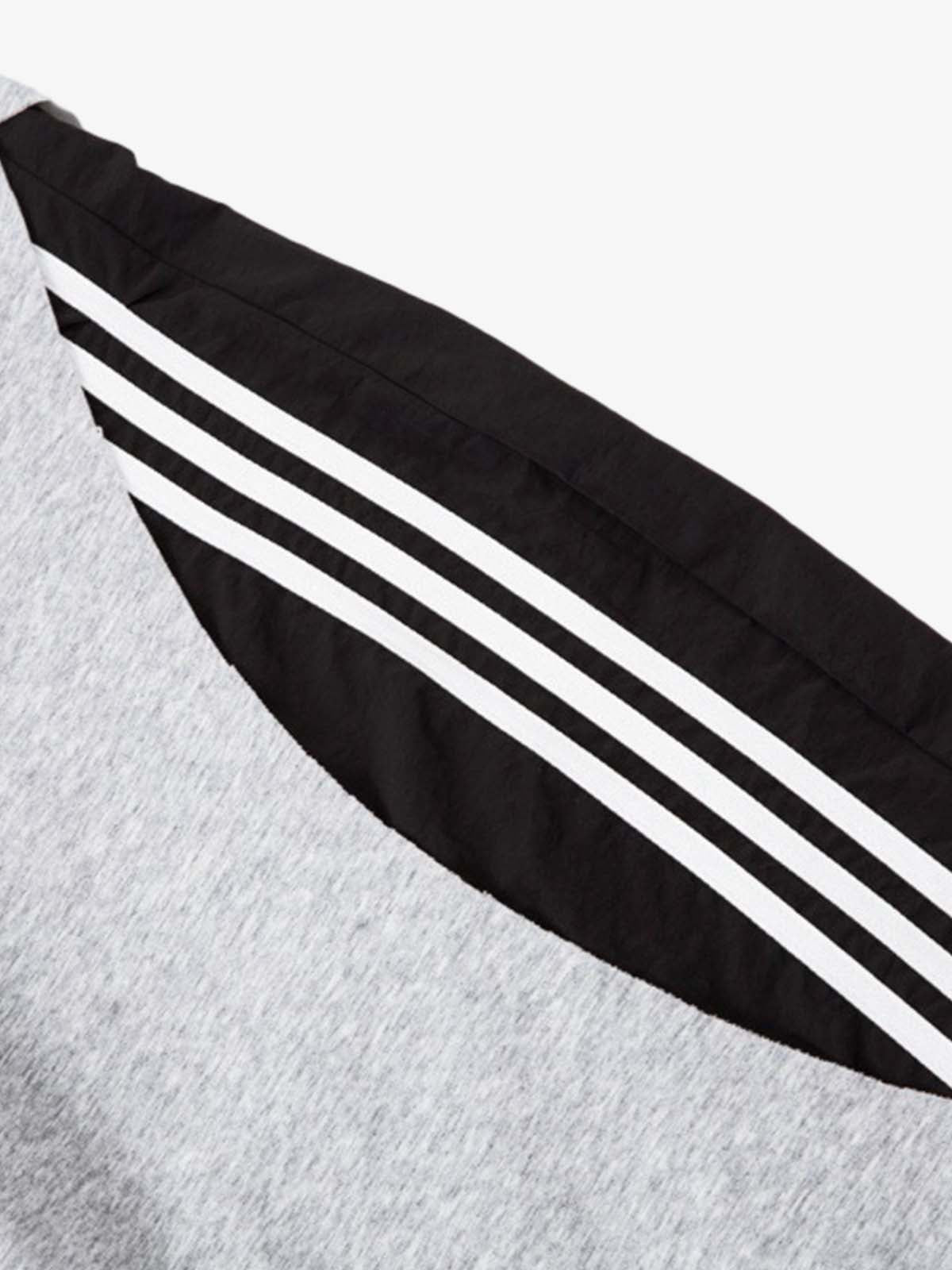 Cotton Blend Casual Wide Leg Sweatpants with Side Striped Panels for Men 