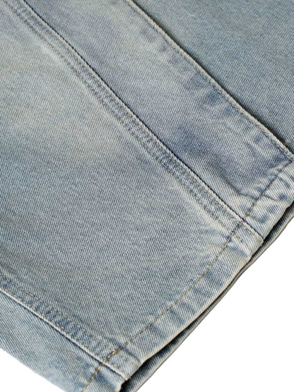 Washed Distressed Deconstructed Split Denim Shorts 