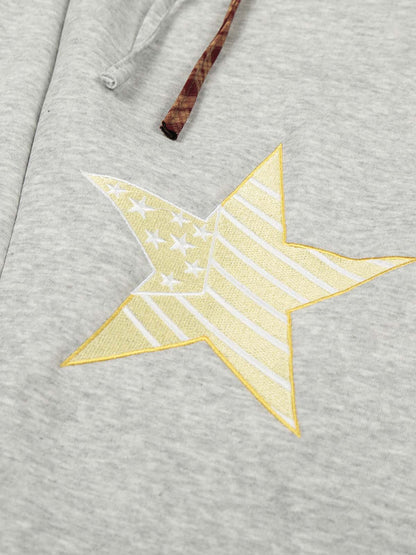 Star Patch Wide Leg Drawstring Sweatpants