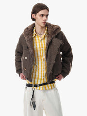 Faux-Fur Lined Asymmetric Button Hooded Coat