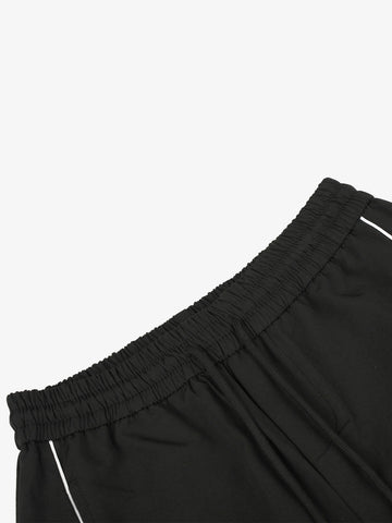 Curved-Seam Striped Baggy Sweatpants
