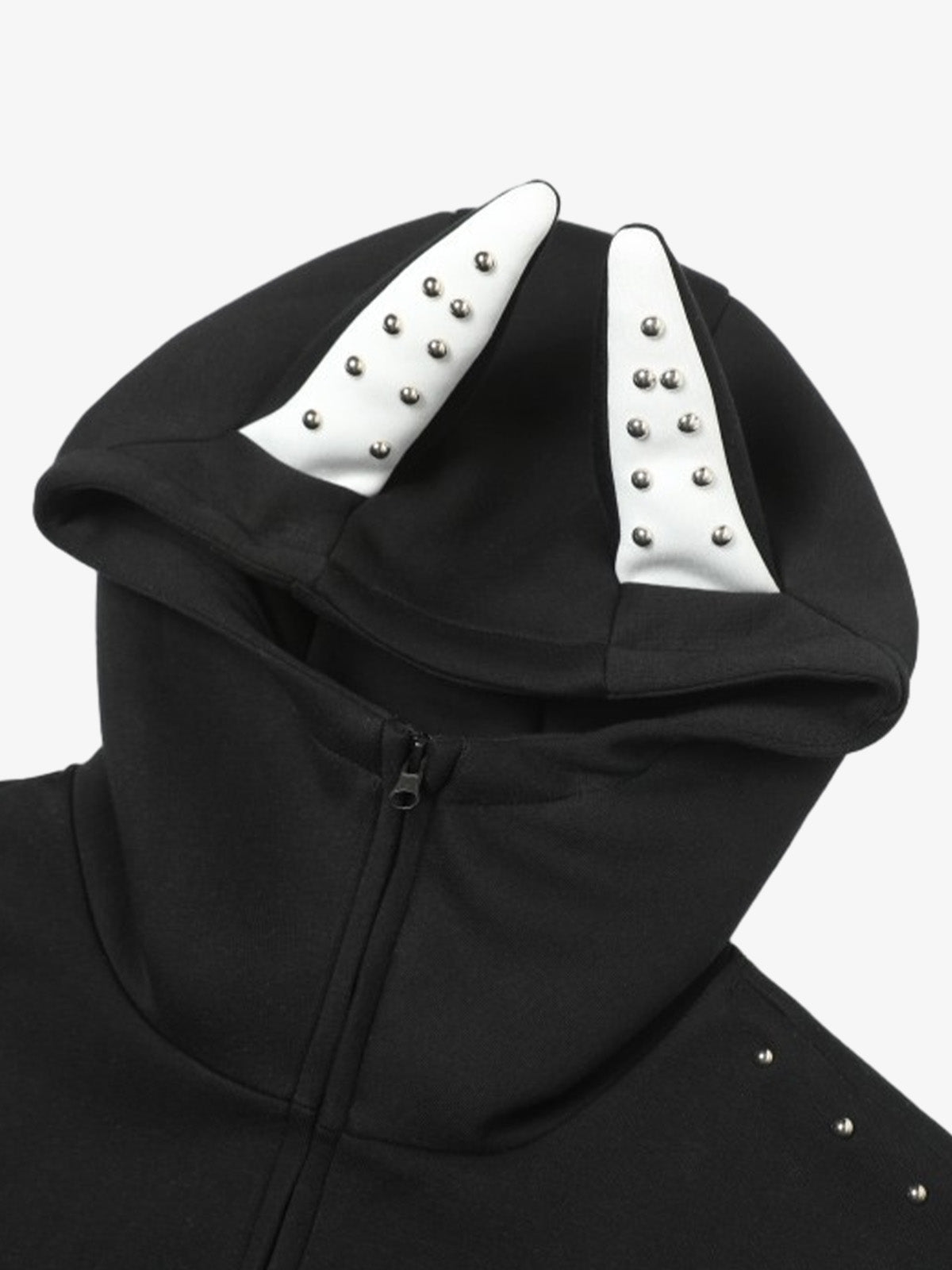 Stylish Studded Hoodie with Unique Cat Ear Design for Women 