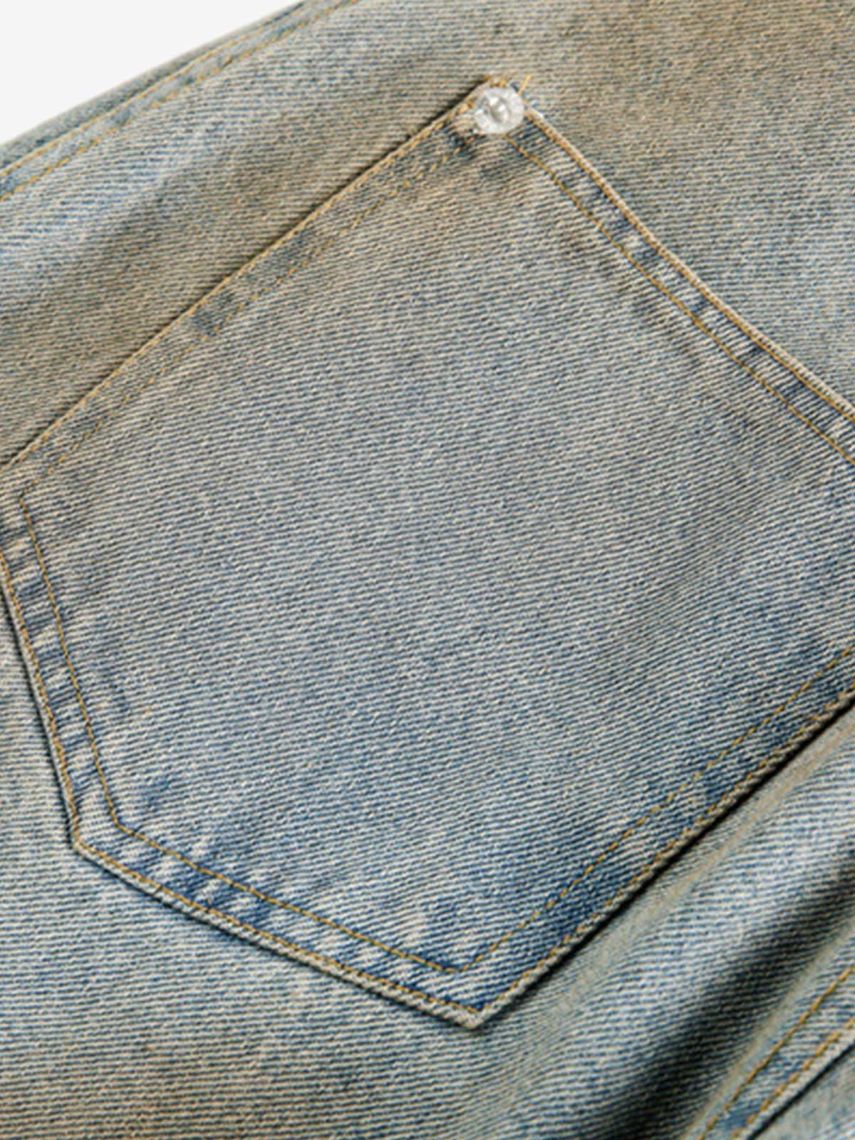 Street Deconstructed Spray Painted Machete Jeans 