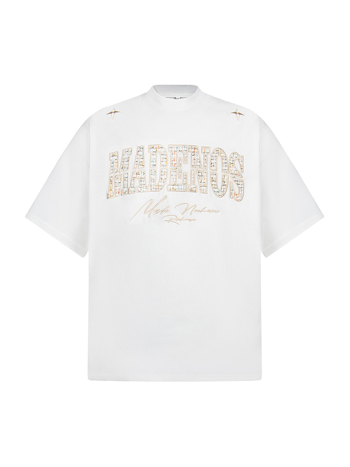 Vintage Patchwork Embroidered Letter T-shirt 