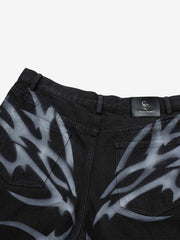 Thorn Butterfly Graphic Dark Denim Jeans; Black / M, Black / L, Black / XL