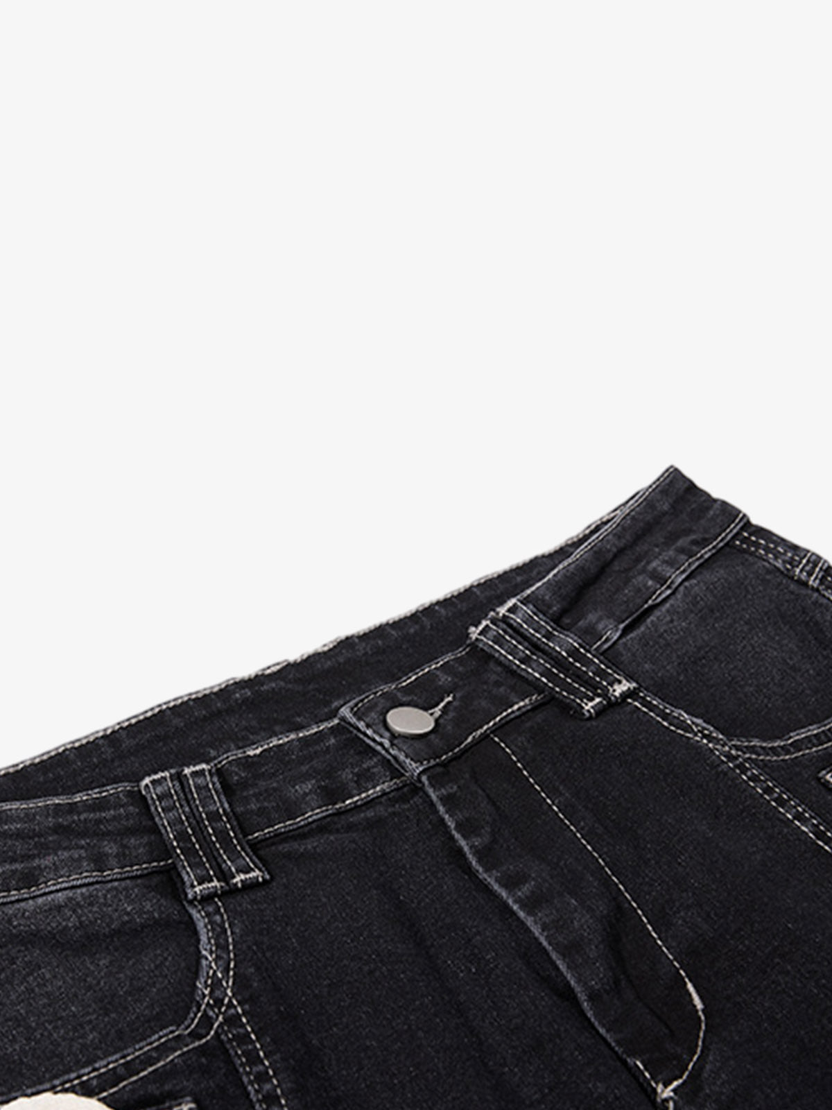Lace-Up Denim Jeans; Black / S, Black / M, Black / L, Black / XL, Black / 2XL