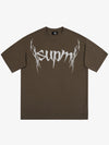THE SUPERMADE Futuristic spiked pattern gothic style logo font design T-shirts 