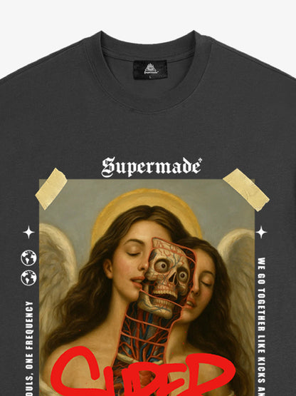 Angel and Demon Struggle Graphic T-shirt 