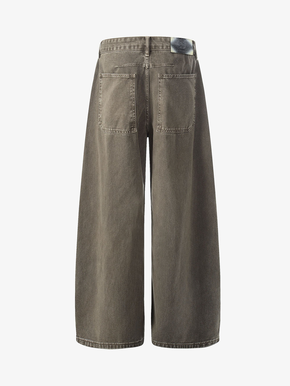 Multi-Button Pleated Curved-Leg Jeans