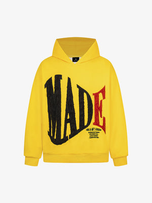 Retro Chenille Lettering Fleece Hoodie 