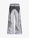 Pantalones casuales con patchwork de encaje de estrellas