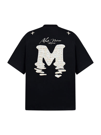 Vintage Patchwork Embroidered Letter T-shirt 
