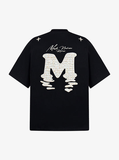 Vintage Patchwork Embroidered Letter T-shirt 