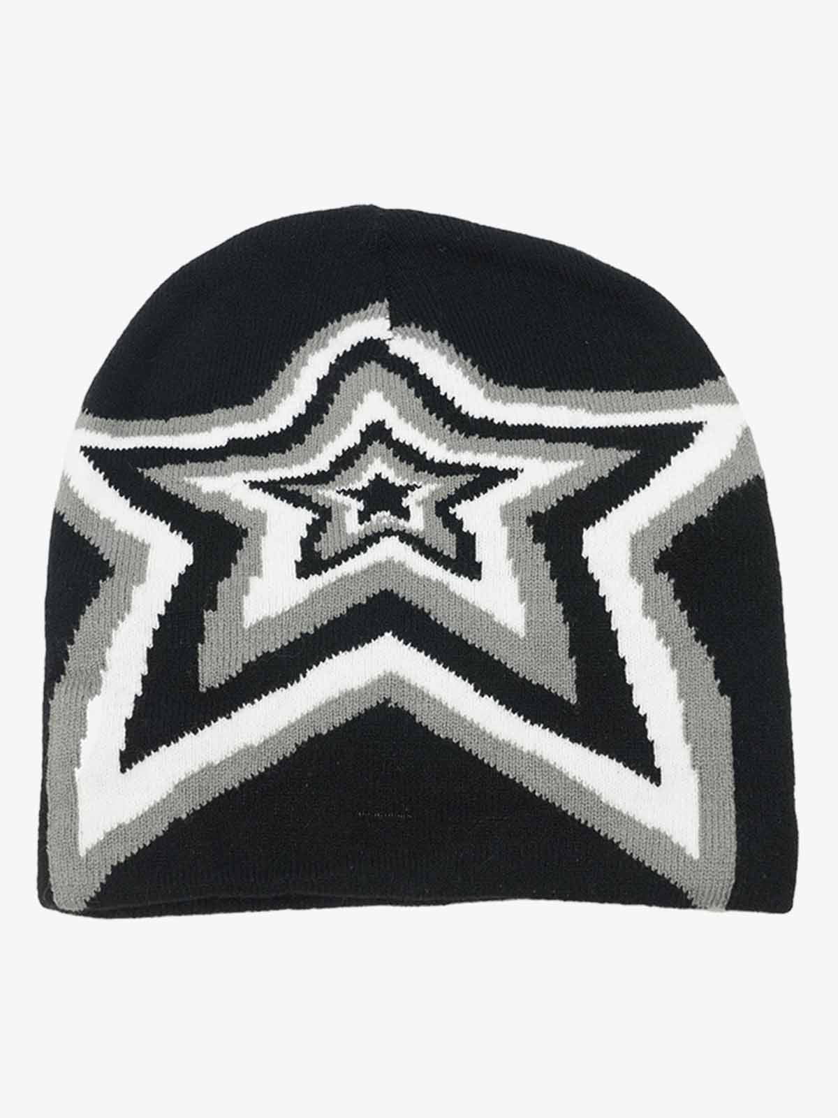 Multiclolor Star Pattern Knit Beanie Hat 
