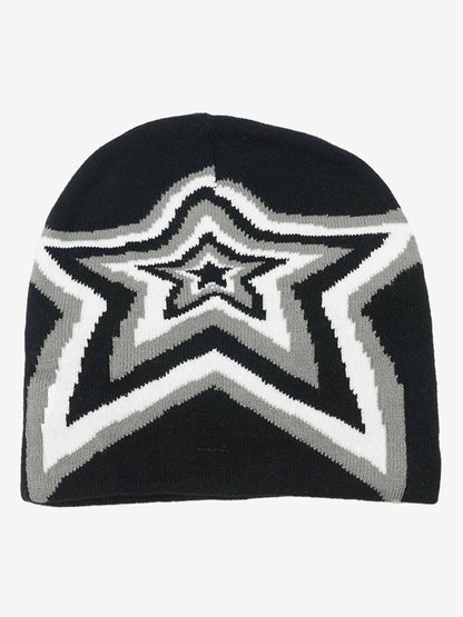 Multiclolor Star Pattern Knit Beanie Hat 