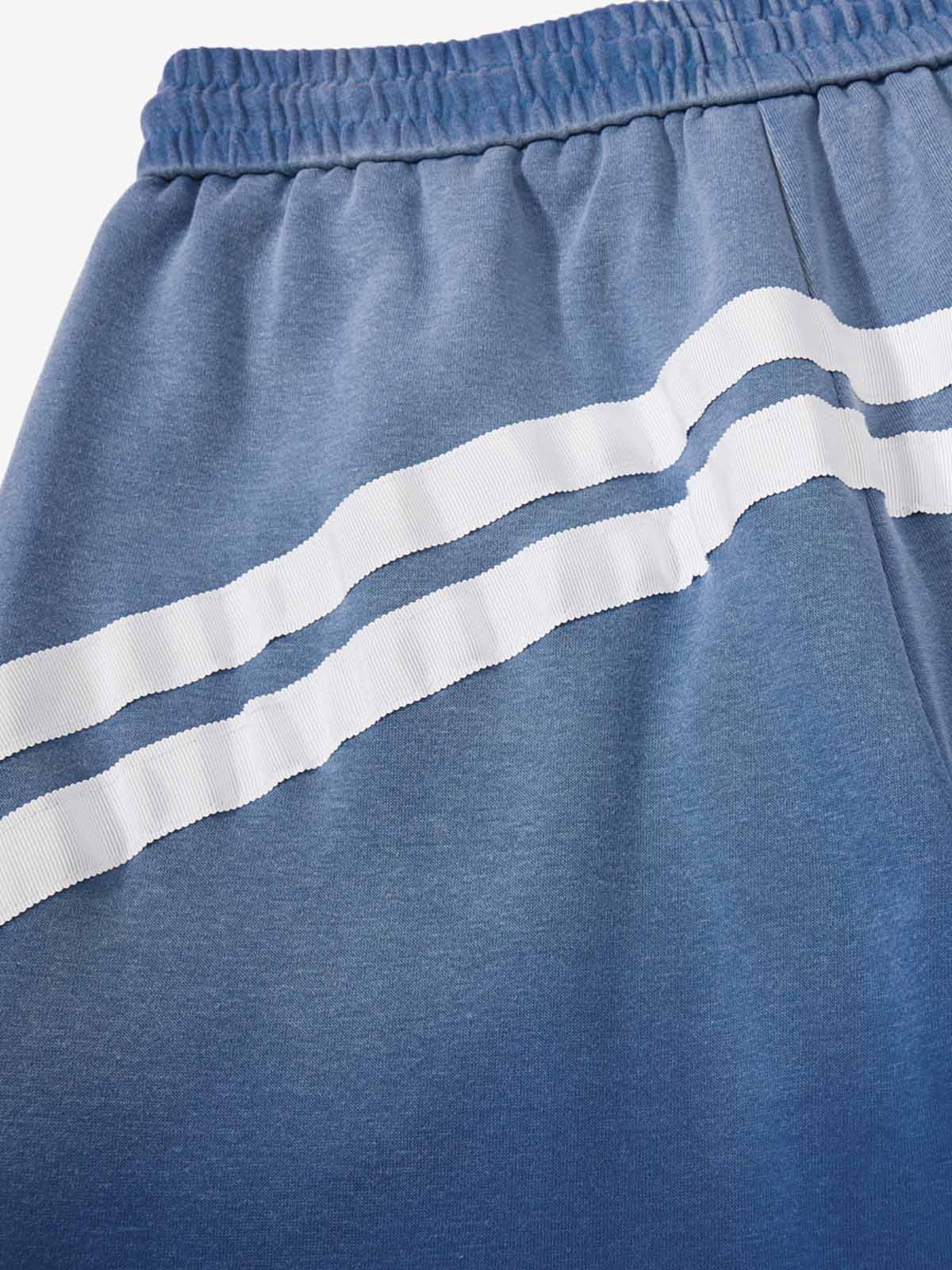 Distressed Curved Stripe Baggy Sweatpants