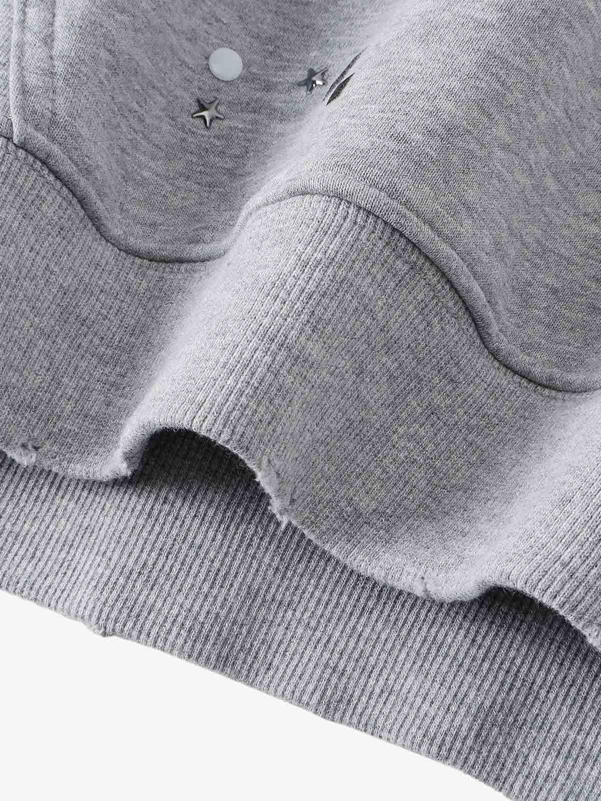 Metal Stud Detail Boxy Fit Hoodie