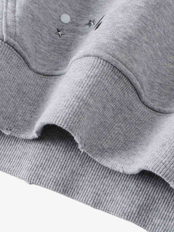 Metal Stud Detail Boxy Fit Hoodie