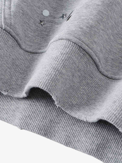 Metal Stud Detail Boxy Fit Hoodie