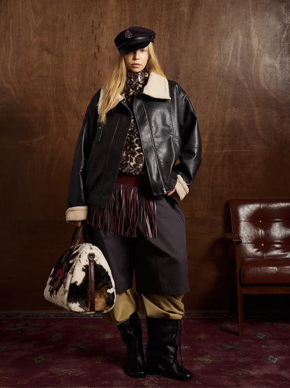 Stylish Aviator Jacket with Faux Fur Collar - Perfect for Casual and Fashionable Looks 