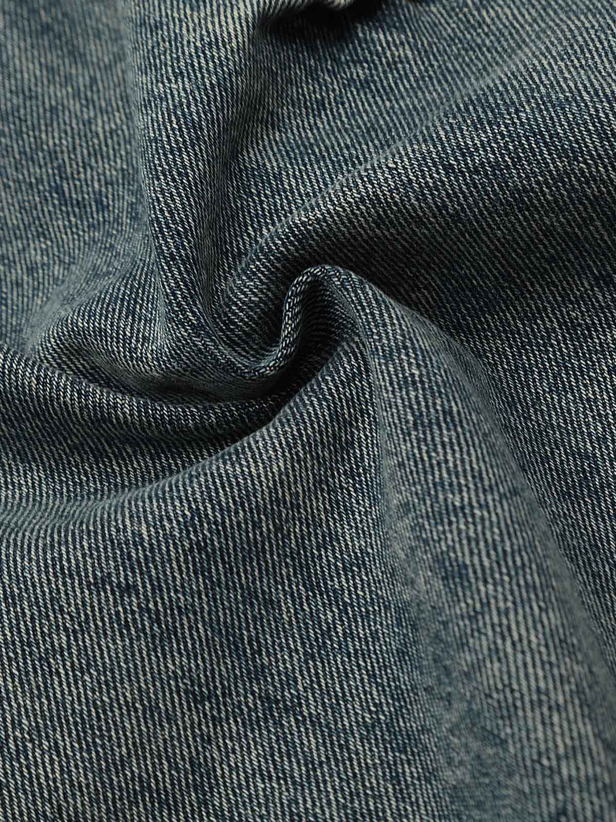 Distressed Pleated Flared Jeans