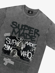 Streetwear Graffiti Character Collage Graphic T-Shirt 