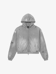 Rhinestone Graphic Garment-Washed Hoodie