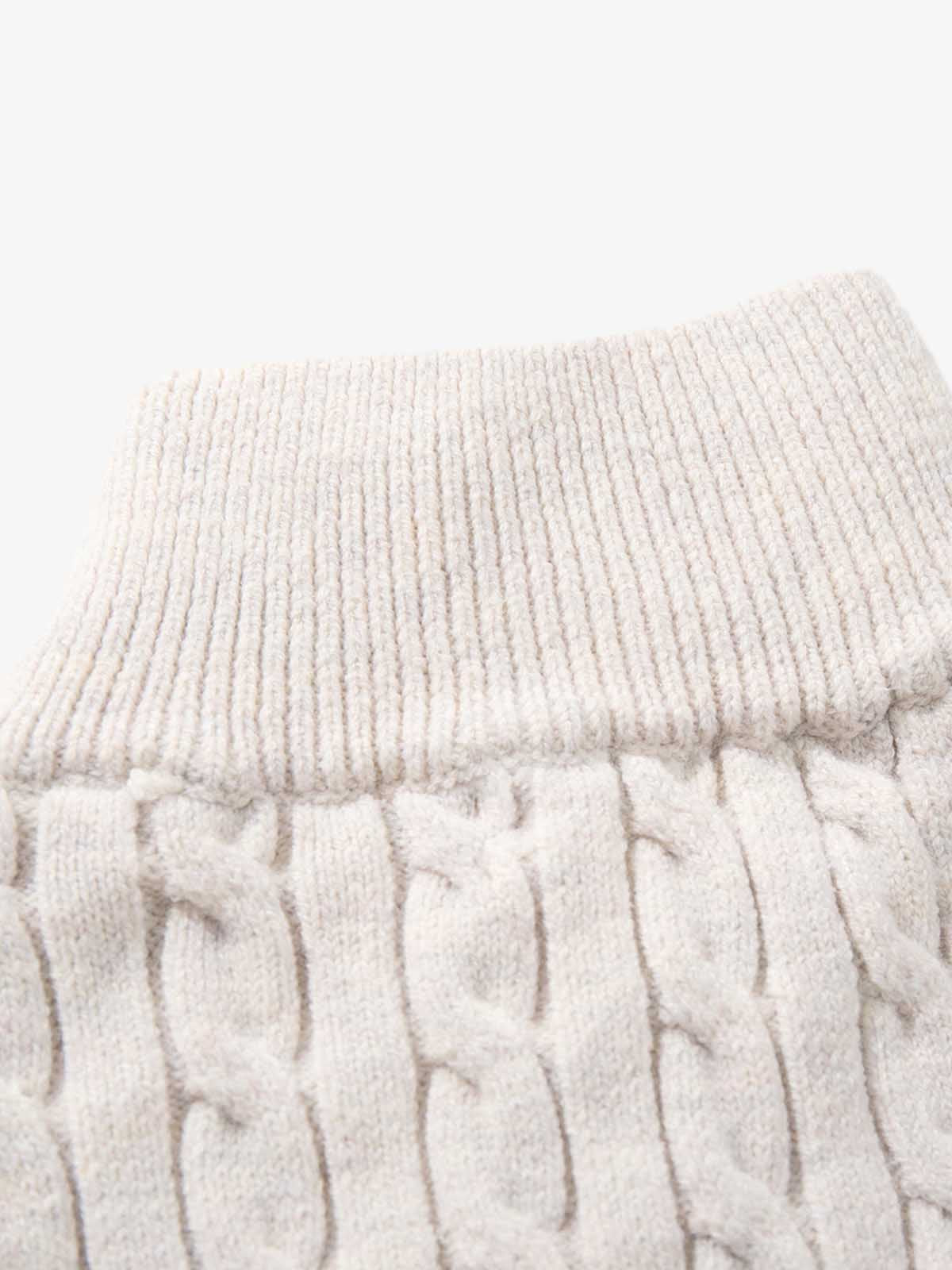 Cable Knit Wool Blend Half-Zip Sweater Men's Winter Warm Knitted Pullover 