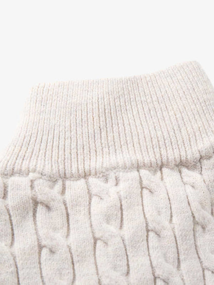 Cable Knit Wool Blend Half-Zip Sweater Men's Winter Warm Knitted Pullover 