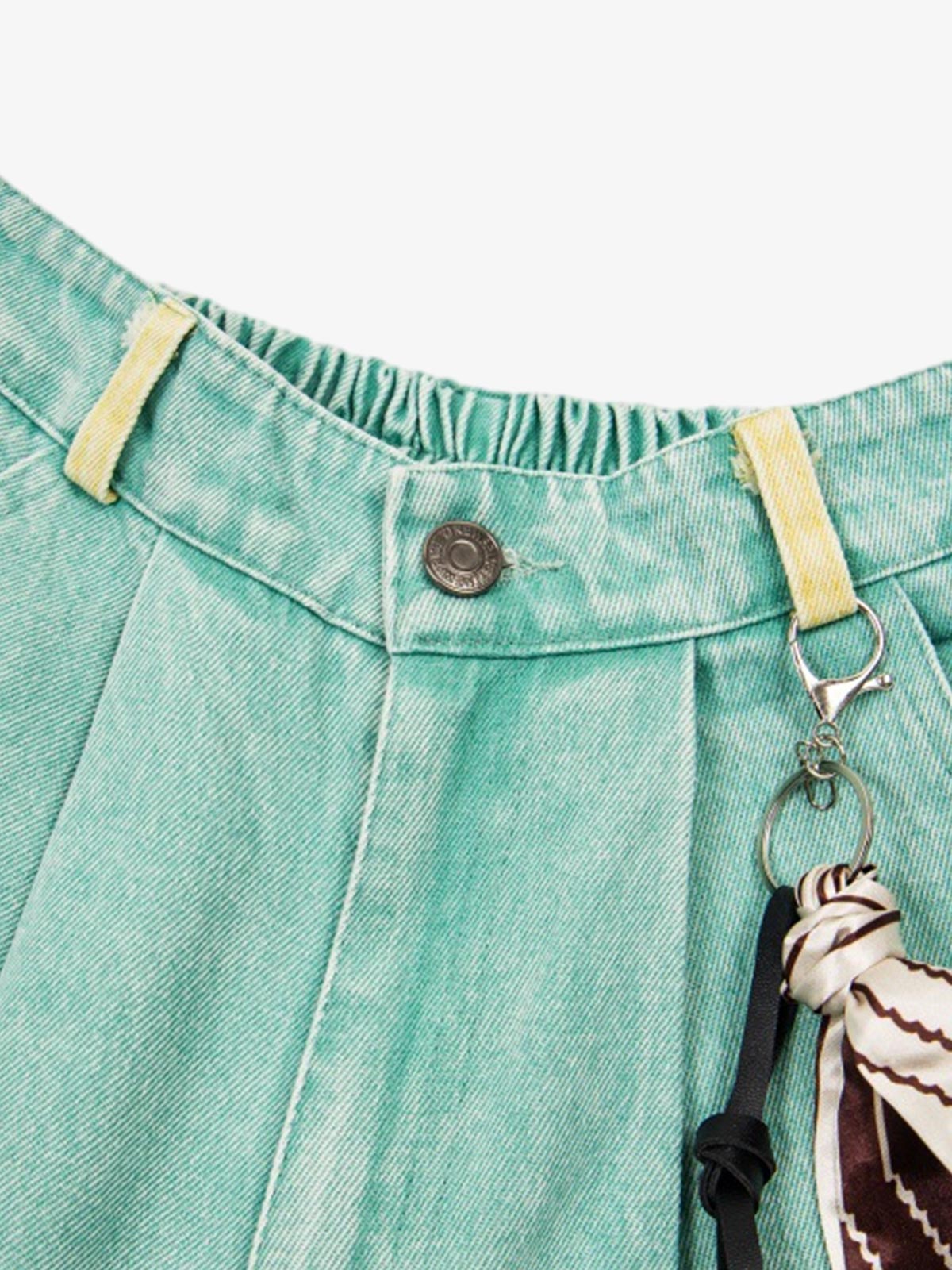 Cartoon Appliqué Denim Shorts