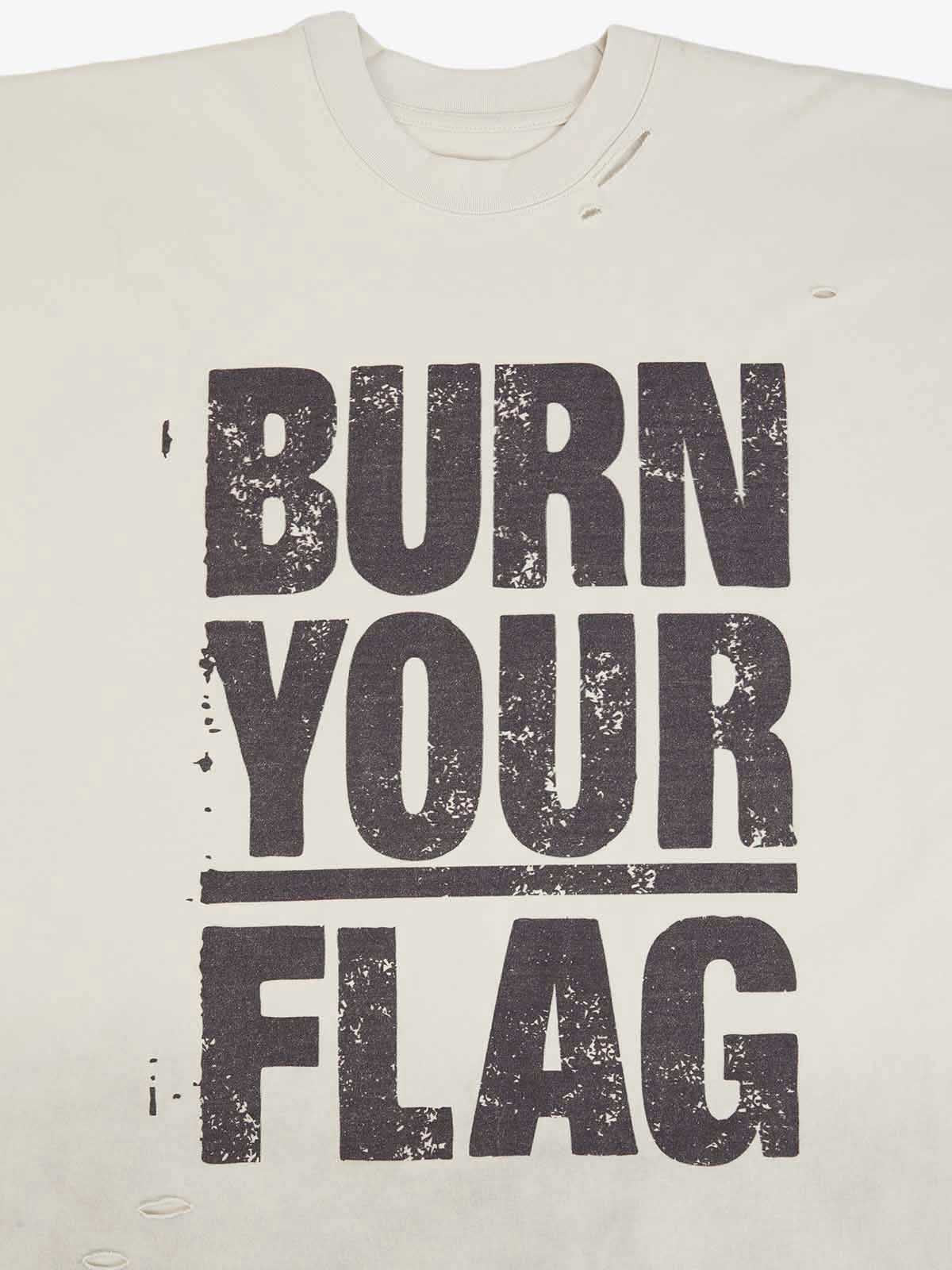 Supermade Distressed Ripped "Burn Your Flag" Sleeveless T-Shirt 