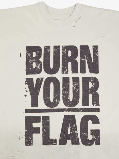 Supermade Distressed Ripped "Burn Your Flag" Sleeveless T-Shirt 