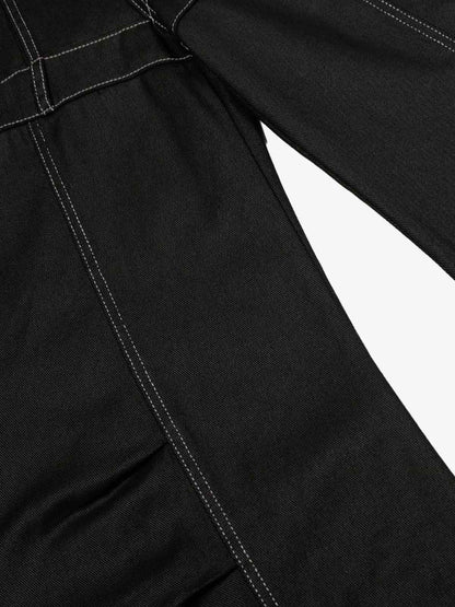 Contrast Stitch High-Waist Wide-Leg Barrel Jeans 