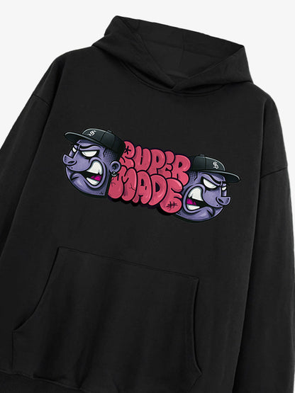 Supermade graffiti font figurine hooded sweatshirt 