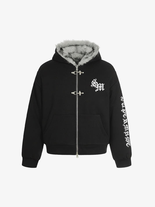 Stylish Graphic Hoodie with Faux Fur Trim for All-Season Wear 
