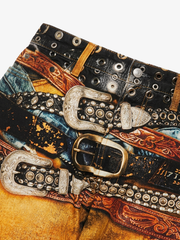 Distressed Graphic Washed Jeans